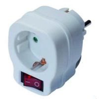 Kištukas tiesus su lizdu ir jungikliu 16A baltas SCHUKO PSSSW - PROTEC