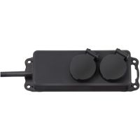 Ilgiklis 2m 2 lizdų H07RN-F 3x1.5 su dangteliu juodas IP44 - BRENNENSTUHL