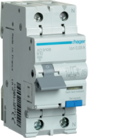 Relė srovės nuotėkio RCBO 2P 10A B 30mA su automatu 6kA AC-tipas - HAGER