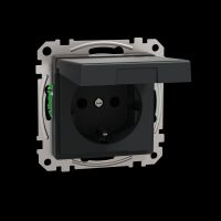 Lizdas p/t SCHUKO su dangteliu IP20 be rėmelio su apsauga nuo vaikų užspaudžiami kontaktai antracito spalvos Exxact - SCHNEIDER ELECTRIC
