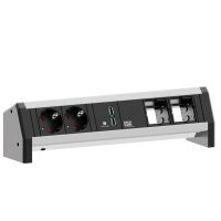 Lizdų blokas v/t SCHUKO 2x230V 1xUSB + 2 moduliai, GST18 jungtis DESK1 - BACHMANN