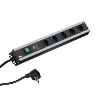 Lizdų blokas SCHUKO 5x230V 1xUSB 19" su jungikliu H05VV-F 3x1.5mm2 2m HANDWERKERLEISTE - BACHMANN