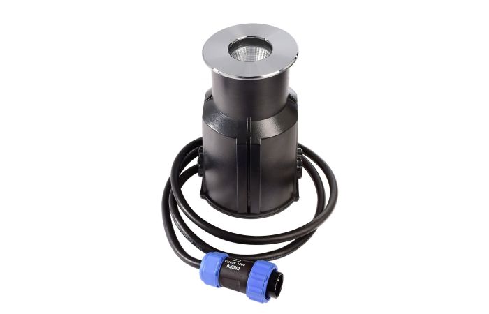 Šviestuvas į/ž LED 5.5W 24V IP67 3000K 330lm D-70mm H-96mm nerūdijančio plieno sidabrinės spalvos su laidu 1m EASY COB III WW - DEKO LIGHT