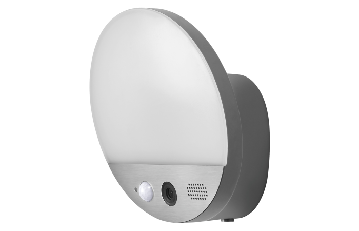 Šviestuvas v/t LED 15W IP44 3000K 950lm D-180mm dimeriuojamas BRA su jutikliu, kamera, garsiakalbiu ir sirena pilkos spalvos WiFi SMART+ Round - LEDVANCE