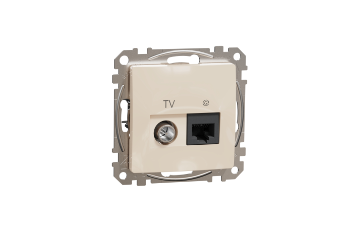Lizdas kompiuterinis p/t dvigubas RJ45 Kat.6 UTP + TV be rėmelio dramblio kaulo spalvos SEDNA DESIGN - SCHNEIDER ELECTRIC