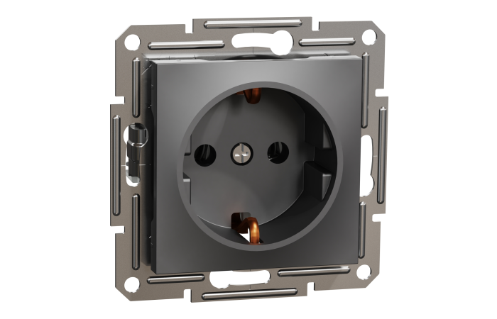 Lizdas p/t SCHUKO be rėmelio antracito spalvos 16A 250V Asfora - SCHNEIDER ELECTRIC
