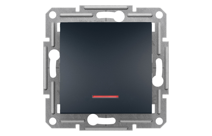 Mygtukas p/t viengubas su pašvietimu be rėmelio užspaudžiami kontaktai antracito spalvos 10A 250V Asfora - SCHNEIDER ELECTRIC