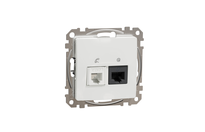 Lizdas kompiuterinis p/t dvigubas RJ45 Kat.5e UTP + RJ11 be rėmelio baltos spalvos SEDNA DESIGN - SCHNEIDER ELECTRIC