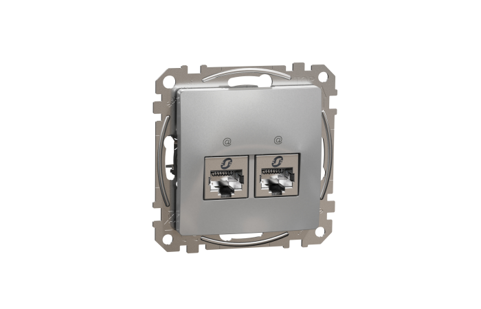 Lizdas kompiuterinis p/t dvigubas RJ45 Kat.5e STP be rėmelio aliuminio spalvos SEDNA DESIGN - SCHNEIDER ELECTRIC