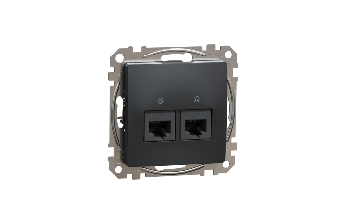 Lizdas kompiuterinis p/t dvigubas RJ45 Kat.5e UTP be rėmelio antracito spalvos SEDNA DESIGN - SCHNEIDER ELECTRIC