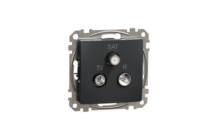Lizdas p/t TV/R/SAT tarpinis be rėmelio varžtiniai kontaktai antracito spalvos 10dB SEDNA DESIGN - SCHNEIDER ELECTRIC