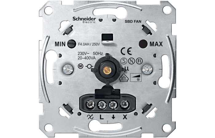 Reguliatorius greičio p/t pasukamas 25W 2.7A be rėmelio Merten - SCHNEIDER ELECTRIC