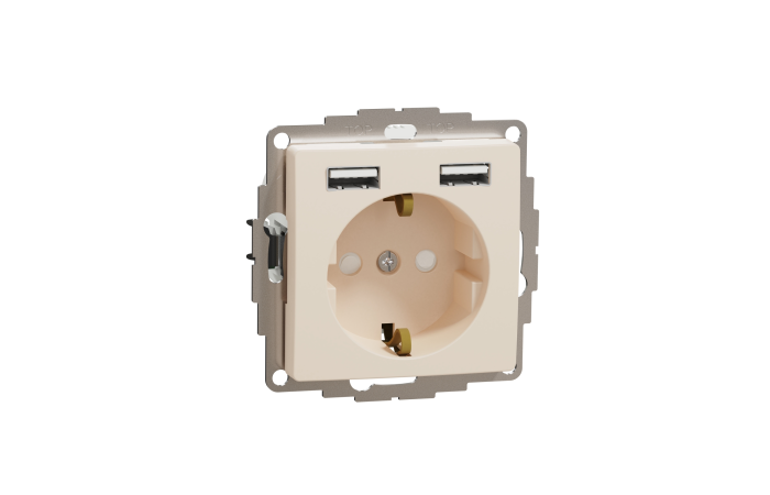 Lizdas p/t SCHUKO su 2xUSB A 2.1A dramblio kaulo spalvos SEDNA DESIGN - SCHNEIDER ELECTRIC