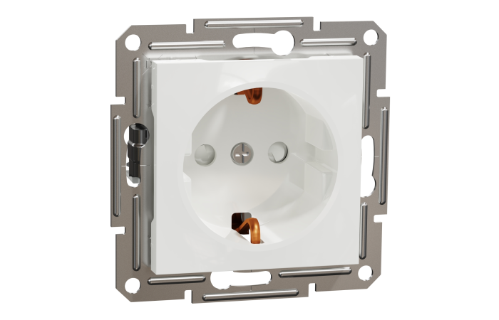 Lizdas p/t SCHUKO be rėmelio su apsauga nuo vaikų baltos spalvos 16A 250V Asfora - SCHNEIDER ELECTRIC