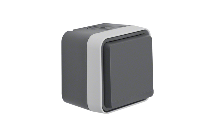 Lizdas v/t SCHUKO su dangteliu IP55 su apsauga nuo vaikų pilkos matinės spalvos 16A 250V W.1 - BERKER