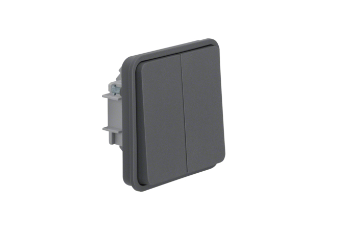 Jungiklis p/t dvigubas IP55 pilkos matinės spalvos 10A 250V W.1 - BERKER