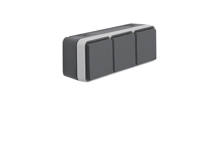 Lizdas v/t SCHUKO trigubas horizontalus su dangteliu IP55 pilkos matinės spalvos 16A 250V W.1 - BERKER