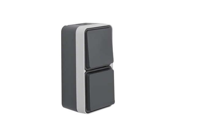 Perjungiklis v/t viengubas ir lizdas SCHUKO su dangteliu IP55 pilkos matinės spalvos 10A/16A 250V W.1 - BERKER