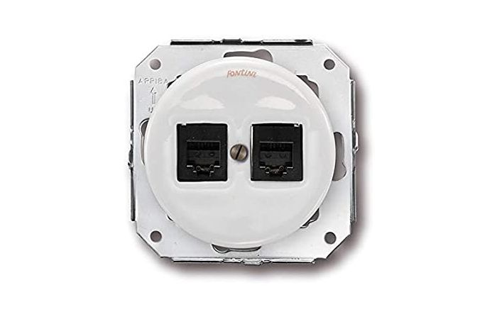 Lizdas kompiuterinis į/l dvigubas RJ45 Kat.6 baltas keraminis GARBY COLONIAL - FONTINI