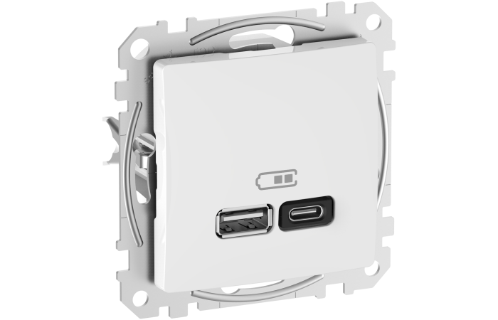 Lizdas p/t dvigubas USB A ir USB C 3A 45W be rėmelio baltos spalvos SEDNA DESIGN - SCHNEIDER ELECTRIC