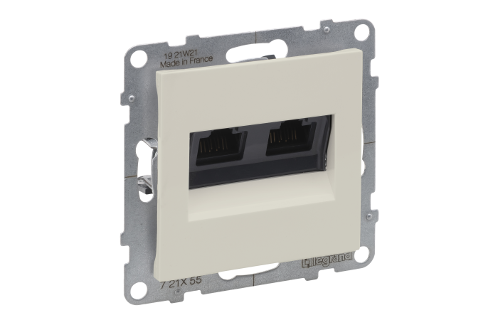 Lizdas kompiuterinis p/t dvigubas RJ45 Kat.6A UTP be rėmelio dramblio kaulo spalvos Suno - LEGRAND