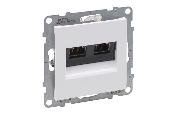 Lizdas kompiuterinis p/t dvigubas RJ45 Kat.6A STP be rėmelio baltos spalvos Suno - LEGRAND
