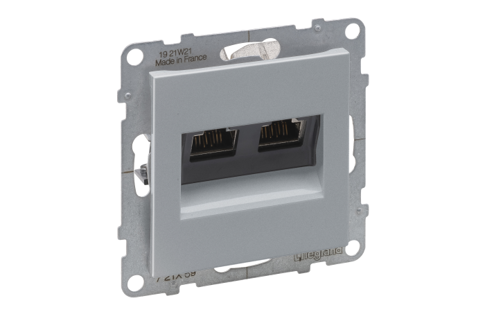 Lizdas kompiuterinis p/t dvigubas RJ45 Kat.6A STP be rėmelio aliuminio spalvos Suno - LEGRAND