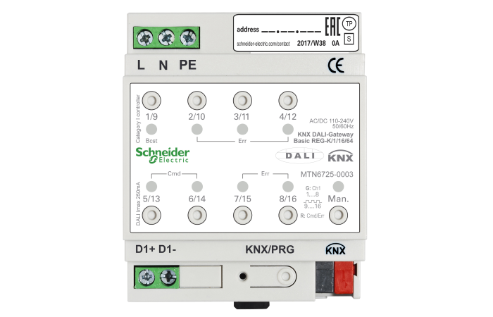 KNX DALI-Gateway Basic G-K/1/16/64, MTN6725-0003, BUILDING CONTROL PRODUCTS, KNX, MERTEN - SCHNEIDER ELECTRIC (pavadinimas tikslinamas)