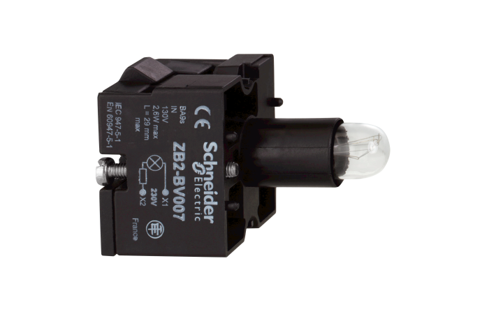 LEMPUTE, 220 V AC, ZB2BV007, CONTROL & SIGNALLING, DEDICATED COMMAND & SIGNALLING UNITS, DIA 22 METAL - SCHNEIDER ELECTRIC (pavadinimas tikslinamas)