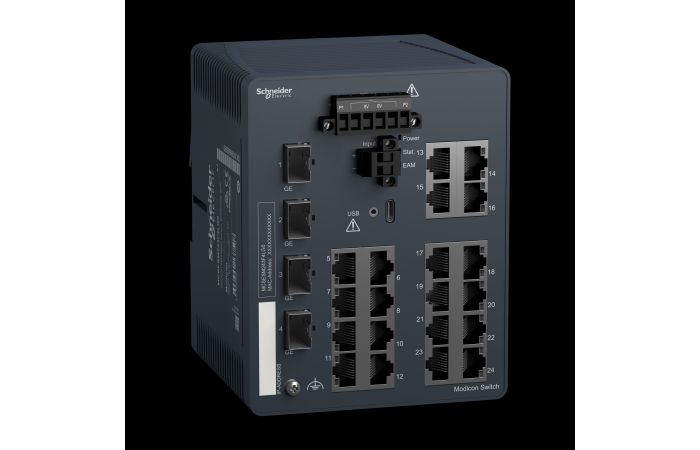 Modicon Managed Switch TX/4SFP-Gbit, MCSESM243F4LG0, PROCES.AUTOMAT.CONTROL, NETWORKS_FIELDBUS, ETHERNET INFRASTRUCTUR - SCHNEIDER ELECTRIC (pavadinimas tikslinamas)