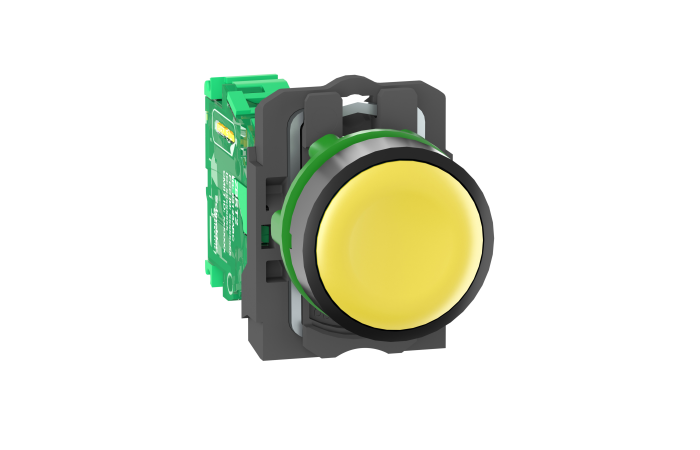 Mygtukas be fiksacijos 22mm geltonas su siųstuvu IP66 XB5R Harmony - SCHNEIDER ELECTRIC