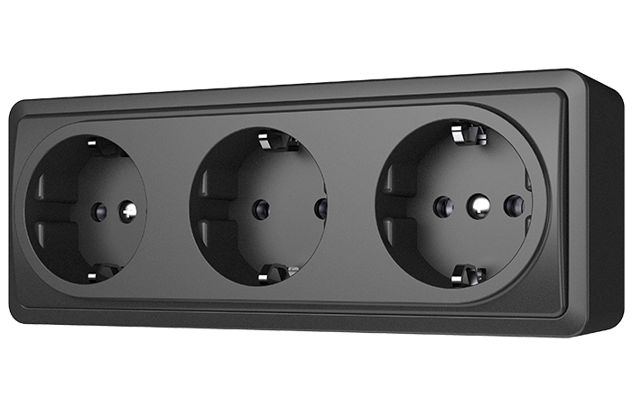 Lizdas v/t SCHUKO trigubas antracito spalvos 16A 250V SL+250 - VILMA