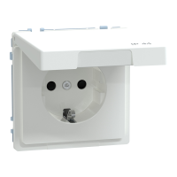 Lizdas p/t SCHUKO su dangteliu IP44 be rėmelio su apsauga nuo vaikų užspaudžiami kontaktai baltos matinės spalvos 16A 250V System Design Merten - SCHNEIDER ELECTRIC