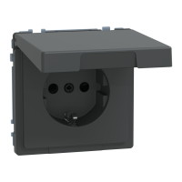 Lizdas p/t SCHUKO su dangteliu IP44 be rėmelio su apsauga nuo vaikų užspaudžiami kontaktai antracito matinės spalvos 16A 250V System Design Merten - SCHNEIDER ELECTRIC