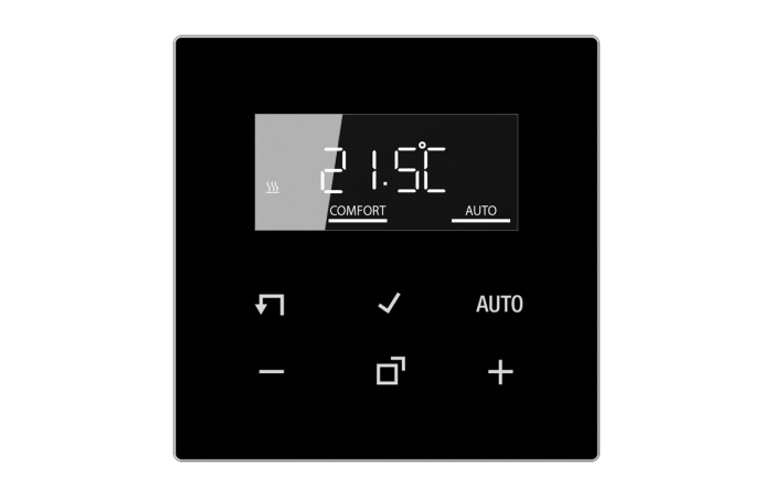 Reguliatorius temperatūros p/t patalpos su ekranu juodos spalvos LS - JUNG
