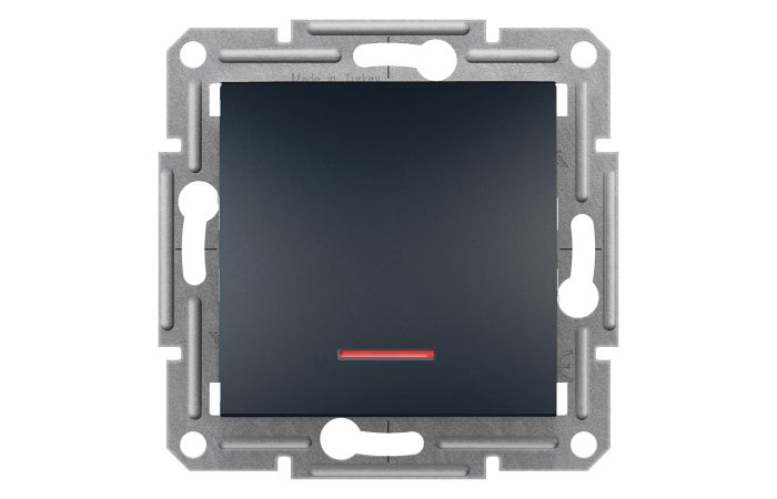 Mygtukas p/t viengubas su pašvietimu be rėmelio užspaudžiami kontaktai antracito spalvos 10A 250V Asfora - SCHNEIDER ELECTRIC