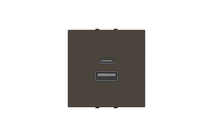 Lizdas p/t dvigubas USB A ir USB C 2.4/3A 15W antracito spalvos 2 modulių N2285.4 AN Zenit - ABB