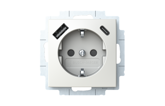 Lizdas p/t SCHUKO su USB A ir USB C 2.4/3A baltos spalvos 16A 230V 20 EUCB2USBAC-914 Basic 55 - ABB