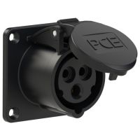 Lizdas CEE į/l 3P 16A 230V 6h IP44 TT juodas [70x70] - PCE