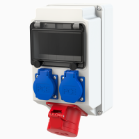 Skydelis v/t 6 modulių su lizdais SCHUKO 2x16A, CEE 5P 16A, M25 IP44 [230x130x130] LECH - PCE