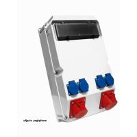 Skydelis v/t 13 modulių su lizdais SCHUKO 4x16A, CEE 5P 16A, 5P 32A automatika IP54 [397x329x167] MIELEC - PCE