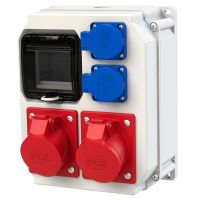 Skydelis v/t 4 modulių su lizdais SCHUKO 2x16A, CEE 2x5P 16A, 2xM20 IP44/54 [255x204x114] MURAU - PCE
