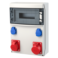 Skydelis v/t 12 modulių su lizdais SCHUKO 2x16A, CEE 5P 16A, 5P 32A, 2xM25 IP54 [410x235x110] STAR ECOline - PCE