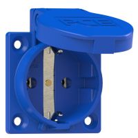 Lizdas SCHUKO į/l 16A 230V IP54 [50x50] mėlynas (pajungimas iš apačios) - PCE