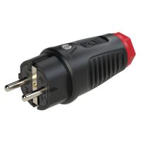 Kištukas a/k SCHUKO guminis su įžeminimu 16A/250V juodas, raudonas sandariklis IP54 TAURUS2 - PCE