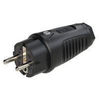 Kištukas a/k SCHUKO guminis su įžeminimu 16A/250V juodas IP54 Taurus2 - PCE