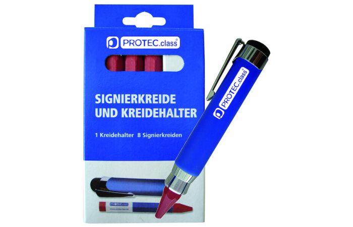 Kreida raudona su laikikliu sausam/drėgnam: medžiui, popieriui, metalui, plastikui, akmeniui PSUK [8+1] - PROTEC