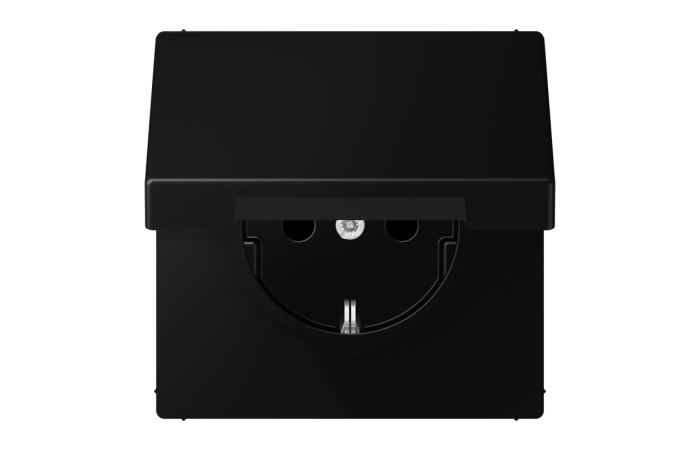 Lizdas p/t SCHUKO hermetinis juodas matinis su dangteliu 16A 250V LS - JUNG