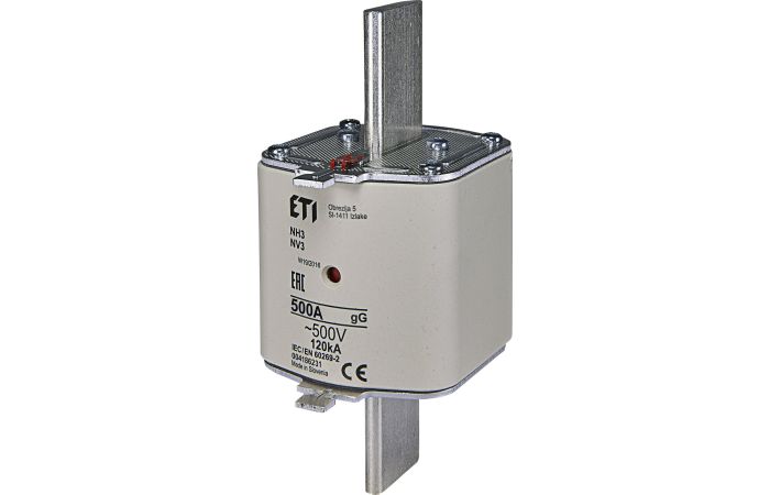 Saugiklis 500A 120kA 500V NH3 WT-3/GG KOMBI - ETI