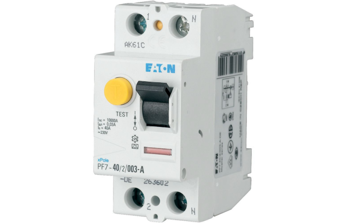 Relė srovės nuotėkio RCCB 2P 40A 30mA A-tipas PF7-40/2/003-A - EATON